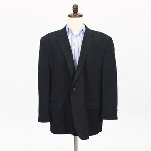 Petrocelli 56R Black Solid 2-Button Sport Coat Blazer Jacket T678